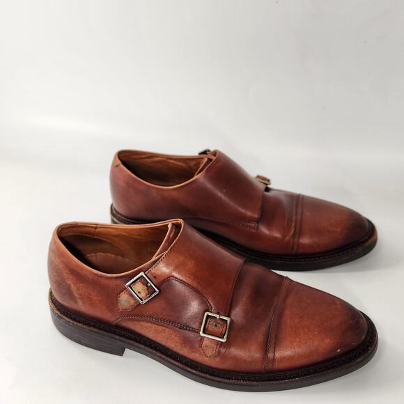 Polo Ralph Lauren Monk-Strap Double Buckle Leather Mens 10 Dress Shoes Brown - Picture 1 of 8